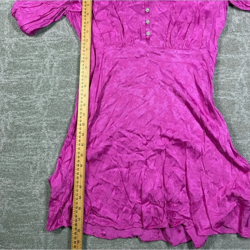 Kate Spade Jewel Button Jacquard A Line Pink Bow Long Sleeve Dress Size 8